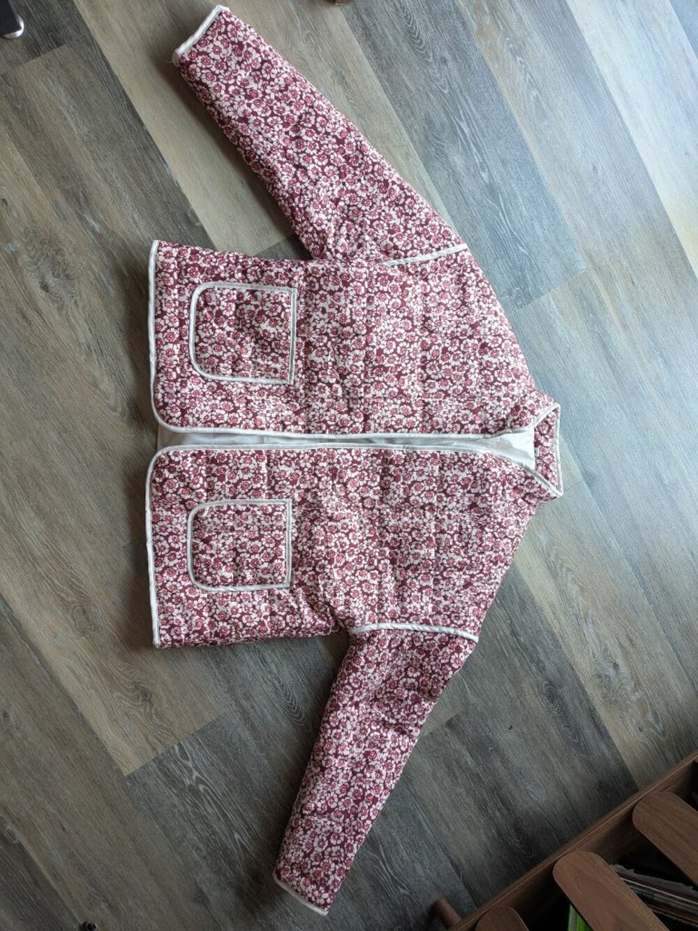Women's Cropped Quilted Jacket Floral Print Lightweight Puffer Jacket